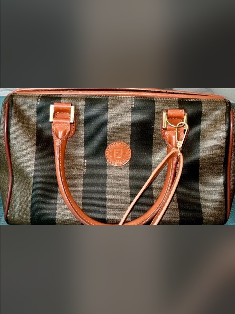 Authentic Vintage Fendi Pequin 50cm Boston Duffel Travel Bag Leather Italy
